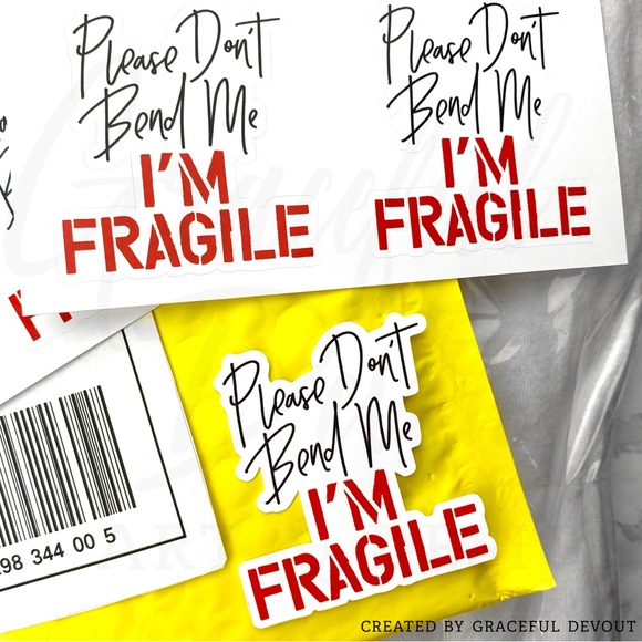 Please Don’t Bend Me I’m FRAGILE - 2" (inches) Sticker(96ct.)  [GD61-96] - Picture 5 of 5